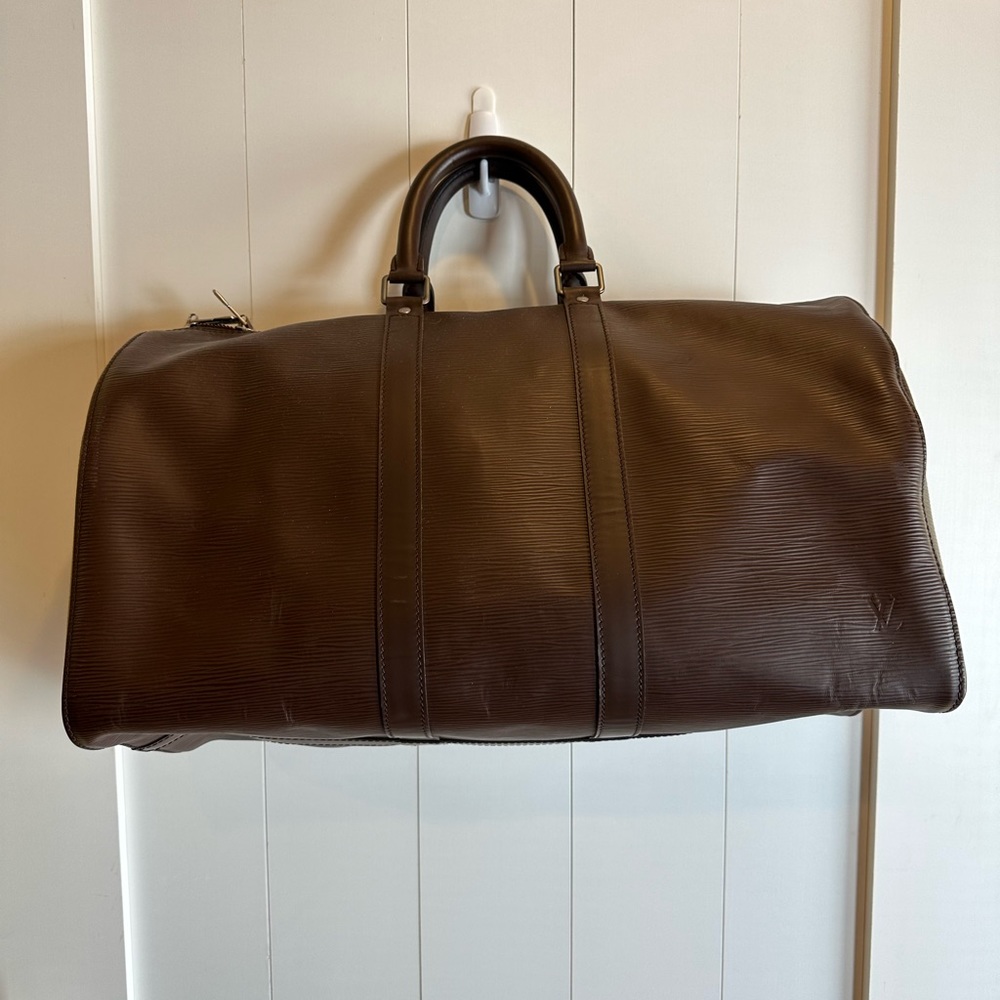 LOUIS VUITTON Keepall 45 Travel Hand Bag Epi Leather Moka 💎 AUTHENTIC 💯 - Picture 3 of 16